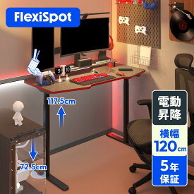 ゲーミングデスク パソコンデスク FlexiSpot EG1-Gaming 電動昇降デスク pcデスク デスク 120 昇降 オフィス デスク デスク スタンディング 昇降式デスク 電動 パソコンデスク 幅120 ゲームデスク 昇降式テーブル 120 テレワーク