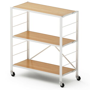 ラック 木製 ウッドラック キッチンラック 収納ラック 幅76 スチールラック FlexiSpot CJ2 ウッドシェルフ レンジラック オープンラック 収納ラック3段 棚板木製 奥行35 スリム 35cm おしゃれ シェ