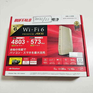 BUFFALO �o�b�t�@���[ ����LAN���[�^�[ �v���~�A�����f�� (Wi-Fi 6(11ax)�Ή�/���C�h�o���h 5GHz 160MHz�Ή�/�V�����p���S�[���h) WSR-5400AX6-CG