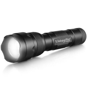 UniqueFire 小型懐中電灯 つや消しフラッシュライト LEDハンディライト CREE社製 明るい XML-T6 ズーム調節 5モード 1000LM 電池式 18650電池付き 災害用・アウトドア・夜釣り・キャンプ・犬の散歩・