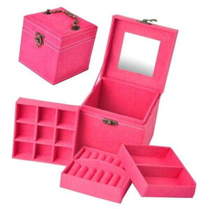 選べる3色 子供用 アクセサリー ケース 3段 ジュエリー ボックス 女の子 鏡付き おもちゃ 宝石箱 収納 BOX 箱