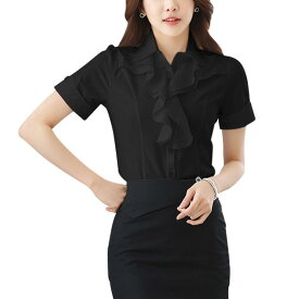 [MEME XTRA] メメエクストラ シャツ ブラウス レディース 立て襟 フリル リボン 白 黒 ハイネック トップス ステンドカラー 無地 長袖 半袖 春 夏 おしゃれ オフィス 就活 前開き 薄手 可愛い 開