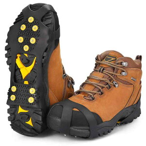 Jetika 「2026冬初登録」アイゼン 10本爪 クランポン アイスグリッパー 軽量チェーンスパイク 靴底取り付け型 簡単着脱 転倒防止 滑り止め 高い伸縮性シリコン素材 S/M/Lサイズ 19-29cmの靴対応