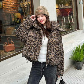 コート レディース ヒョウ柄 ダウン フード付き ビッグシルエット 秋冬 厚手 普段使い 高級感 保温機能 軽量素材 通勤用 アウトドア