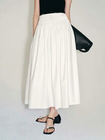 スカート レディース コットン ゆるい シルエット 自然 プレス シンプル ロング丈 プリーツ 春秋 ミニマル フィット リラックス