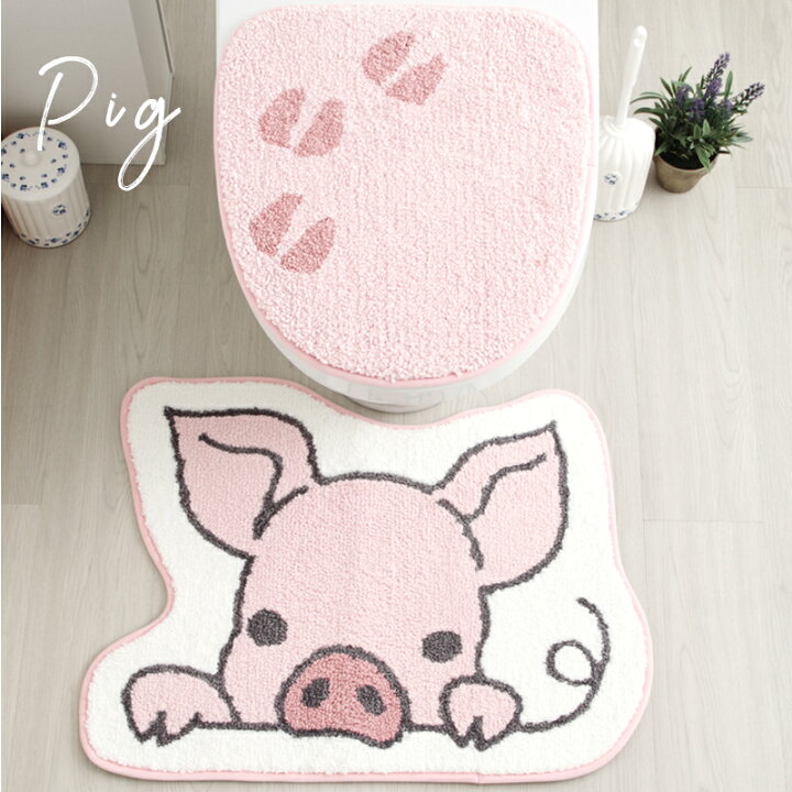 楽天市場 トイレマット セット キャラクター かわいい おしゃれ 洗えるのぞき見どうぶつトイレマットと吸着フタのセット ペンギン ネコ ブタふわふわ 子ども 北欧 ネコグッズ トイレマットの店 ルーブルダール