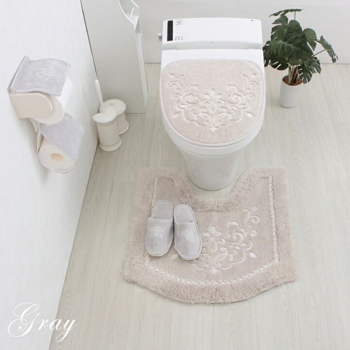 楽天市場 トイレマット セット かわいい 洗える おしゃれ 北欧 シンプル ふわふわブリンクトイレタリー4点セット ピンク アイボリー グレー 高級 トイレマットの店 ルーブルダール