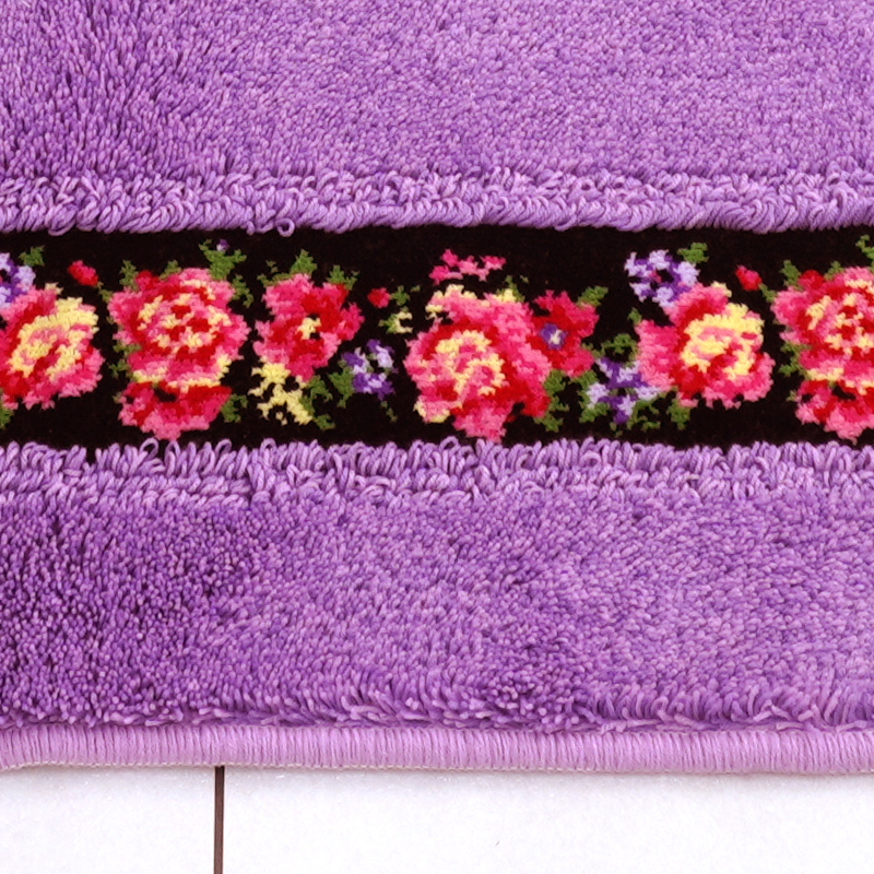 キッチンマット 180 おしゃれ 洗える ふわふわ ラベンダー 風水ピオニエ  50×180ｃｍかわいい ピンク パープル 紫 シェニール織り 花柄 日本製 洗える