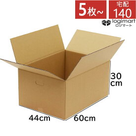 ダンボール 段ボール 140サイズ 取手付き 5枚 600×440×300mm 【No.340】 茶 梱包 収納 引越し 引っ越し ダンボール箱 段ボール箱 宅配 【折りたたみ配送】【★】