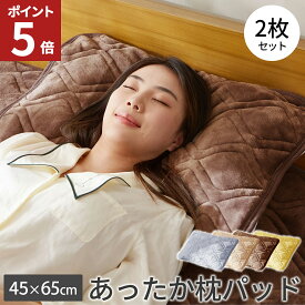 【エントリーでポイント5倍！】 あったか 枕パッド 2枚セット まくらパッド オールシーズン 静電気防止加工 吸湿発熱 おしゃれ フランネル 枕カバー 枕 パッド 冬 冬用 秋 秋冬用 かんたん着脱 パイル 両面 洗濯 ゴム 43×63cm 送料無料 AZRA