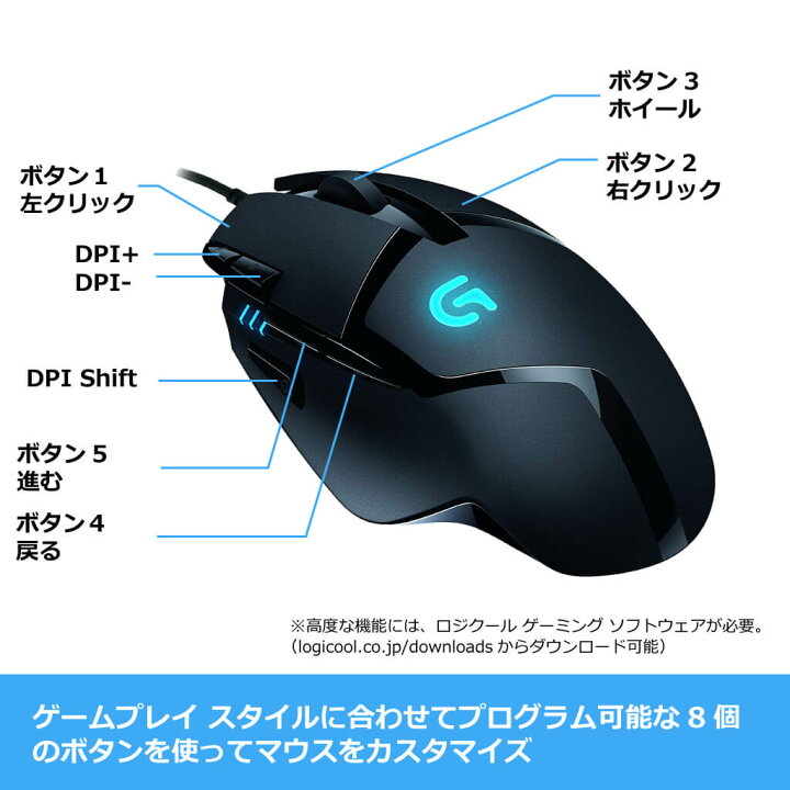 楽天市場 Logicool G ゲーミングマウス 有線 G402 Fps ゲーム用 4段階dpi切り替えボタン プログラムボタン8個 国内正規品 2年間無償保証 ロジクール 公式ストア