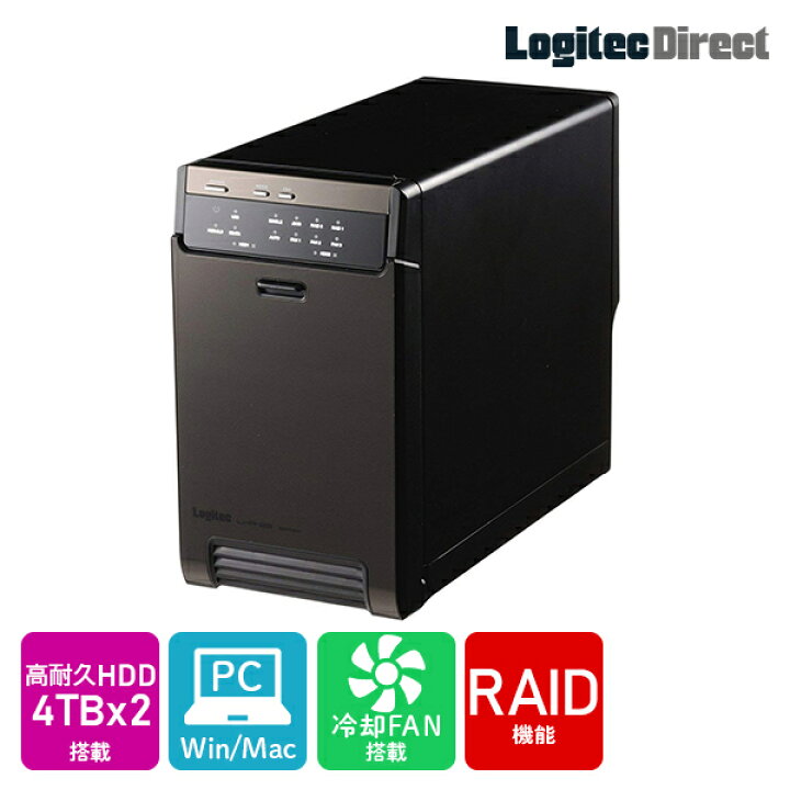 楽天市場】ロジテック 2BAYケース + WD Red Pro 4TB × 2台 大容量 