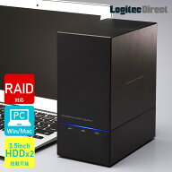 ロジテック HDD ケース 2台 2BAY RAID 機能 3.5インチ SATA 外付け ハードディスクケース win11 mac対応 …