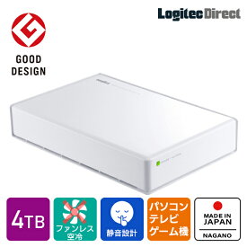 ロジテック HDD 外付け 4TB 白 ホワイト 国産 省エネ静音 PC / テレビ録画用 4K録画 ハードディスク TV 3.5インチ PS4 / PS4 Pro 対応 USB3.1(Gen1) / USB3.0 【LHD-ENA040U3WSH】