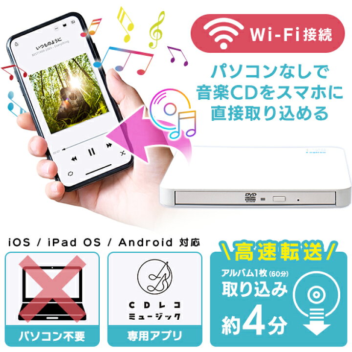 楽天市場】ロジテック スマートフォン用 CDレコーダー DVD 再生 Wi-Fi  