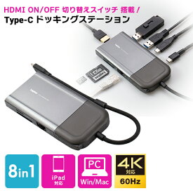 画面 ON OFF機能搭載ドッキングステーション USB Type C 接続 11in1 HDMI Type-A LAN ポート PD充電 SD microSD カードリーダー USBハブ 変換アダプタ 4K ロジテック LHB-LPMWP8U3SS new rpp