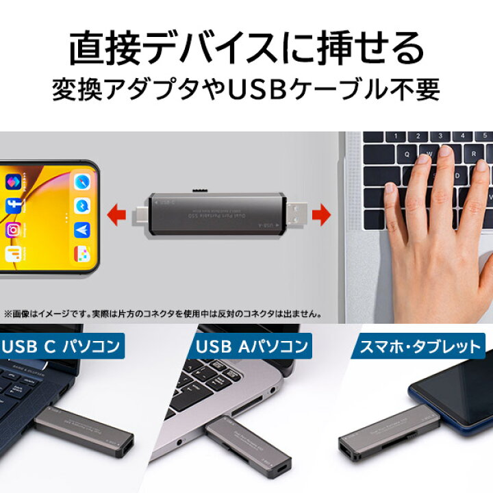楽天市場】SSD 外付け 1TB 高速 R:1000MB/S type-C type-A 両対応 