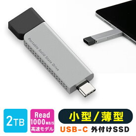 ロジテック SSD 2TB 外付け iPhone 15 対応 薄型スリム 高速 Type-C USB-C 読込速度1000MB/S iPad 対応 PS5 動作確認済み USB 10Gbps 小型 ポータブル スティック USBメモリ タイプ LMD-SPDH200UC new rpp