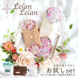 布ナプキン おりもの おりものシート セット オーガニックコットン 乙女の布ナプキン お試しセット 送料無料 おりもの用 ＆ 普通～多い日用 ライナー ＆ 一体型 Mサイズ 布 生理用 お試しに オーガニック ルランルラン 彩の国優良ブランド品