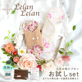 布ナプキン おりもの おりもの用 セット オーガニックコットン 乙女の布ナプキン お試しセット 送料無料 おりものシート＆ 普通～多い日用 ライナー ＆ 一体型 Mサイズ 布 生理用 お試しに オーガニック ルランルラン 彩の国優良ブランド品