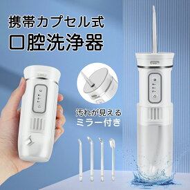 ＼10%OFFクーポン／口腔洗浄器 ジェットウォッシャー 超音波水流 カプセル式 口内洗浄器 歯垢除去 マウスウォッシャー 防水 携帯 USB充電式 ウォーターフロス ポータブル 健康 充電式 口腔ケア 高圧 軽量 mirror付 初心者でも自宅ケア