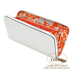 エルメス アザップ シルクイン ロング ニューホワイト×カプシーヌ ヴォー・エヴァーカラー×シルク シルバー金具 HERMES Azap Silkin Long NEW WHITE(0U)/CAPUCINE(9T) Evercolor/Silk Silver