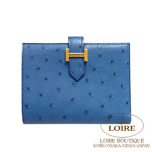GX xA RpNg fB[vu[ I[Xgb` S[h HERMES Bearn Compact DEEP BLUE(S4) Ostrich Gold