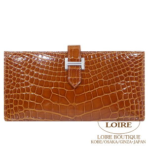 GX xA Xt GgXN NR_C AQ[^[ Vo[ HERMES Bearn Soufflet ETRUSQUE(32) Crocodile Alligator Silver