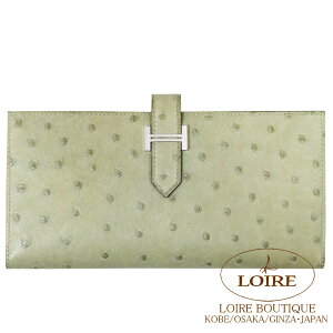GX xA Xt \[[ I[Xgb` Vo[ HERMES Bearn Soufflet SAUGE(Q1) Ostrich Silver