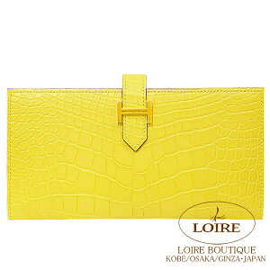 GX xA Xt ~U NR_C AQ[^[}bg S[h HERMES Bearn Soufflet MIMOSA(M9) Crocodile Alligator Matte Gold