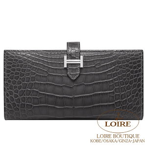 GX xA Xt Ot@Cg NR_C AQ[^[}bg Vo[ HERMES Bearn Soufflet GRAPHITE(88) Crocodile Alligator Matte Silver