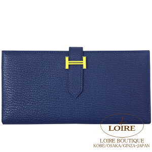 GX xA Xt u[lCr[ VF[u S[h HERMES Bearn Soufflet BLUE NAVY(7U) Chevre Gold