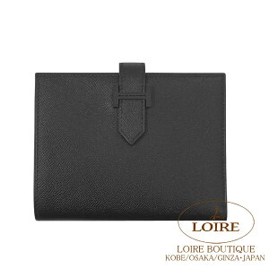 GX xA RpNg mN[ N H[E}_ ubN HERMES Bearn Compact Monochrome NOIR(89)Veau Madame Black