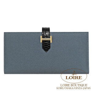 GX xA Xt ^b` O~XeB×N Gv\×NR_C AQ[^[}bg VpS[h HERMES Bearn Soufflet Touch GRIS MISTY(H0)/NOIR(89)Epsom/Crocodile Alligator Matte Champagn