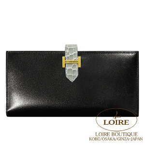 �G�����X �x�A�� �X�t�� �^�b�` �N��×�O���V�}�� �{�b�N�X�J�[�t×�N���R�_�C�� �A���Q�[�^�[ �S�[���h���� HERMES Bearn Soufflet Touch NOIR(89)/GRIS CIMENT(0V) Box Calfskin/Crocodile Alligator Gold