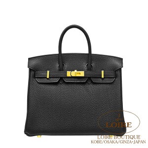 �G�����X �o�[�L�� 25 �N�� �g�S �S�[���h���� HERMES Birkin 25 NOIR(89) Togo Gold