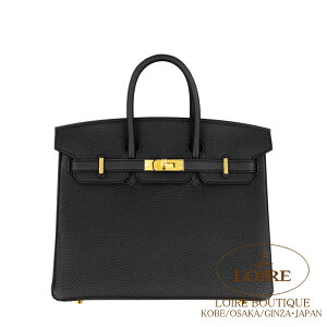 �G�����X �o�[�L�� 25 �N�� �g�S �S�[���h���� HERMES Birkin 25 NOIR(89) Togo Gold