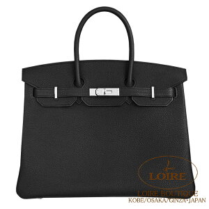 �G�����X �o�[�L�� 35 �N�� �g�S �V���o�[���� HERMES Birkin 35 NOIR(89) Togo Silver