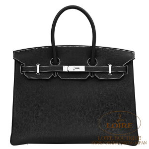 �G�����X �o�[�L�� 35 �p�[�\�i�� �N��(�V���X�e�b�`) �g�S �V���o�[���� Birkin 35cm Personal Order NOIR(89) Togo Silver
