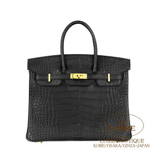 GX o[L 25 N NR_C AQ[^[}bg S[h HERMES Birkin 25 NOIR(89) Alligator Matte Gold