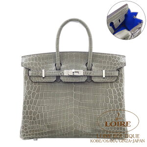 �G�����X �o�[�L�� 25 �p�[�\�i�� �O���g�D�[���g�D���[��×�����u���[�G���N�g���b�N �N���R�_�C�� �j���e�B�J�X �V���o�[���� HERMES Birkin 25 GRIS TOURTERELLE(81)/BLEU ELECTRIQUE(7T) Crocodile Niloticus Silv