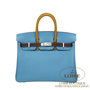 �G�����X �o�[�L�� 25 �g���R���[�� �u���[�W�[��×�G�R���X×�Z�T�~ �G�v�\�� �V���o�[���� HERMES Birkin 25cm TricoloreBLEU JEAN(75)/ECORCE(4C)/SESAME(2S) Epsom Silver