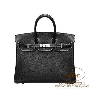 エルメス バーキン 25 パーソナル クロ(シロステッチ) シェーブル シルバー金具 HERMES Birkin 25 NOIR(89) Chevre Silver