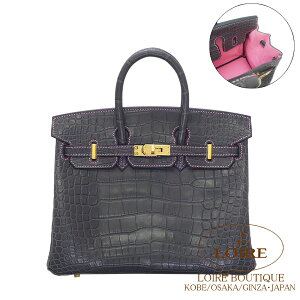 GX o[L 25 p[\i Ot@Cg×sN(sNXeb`) NR_C AQ[^[}bg S[h HERMES Birkin 25 GRAPHITE(88)/PINK(5P) Alligator Matte Gold