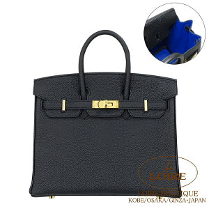 GX o[L 25 F\ N×u[TtB[ gS S[h HERMES Birkin 25 Verso NOIR(89)/BLEU SAPHIR(73) Togo Gold