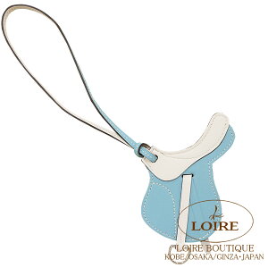 GX phbN `[  Z u[Ag[×V XCtg Vo[ HERMES Paddock Charm Saddle Selle BLUE ATOLL(3P)/BLANC(01) Swift Silver