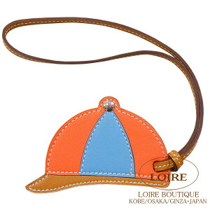 GX phbN `[ Xq@{u IW|s[×u[TVG[×i`ugh[ XCtg Vo[ HERMES Paddock Charm Hat Bombe ORANGEPOPPY(8V)/BLEU SAINTCYR(3Z)/NATUREL BOUTON 