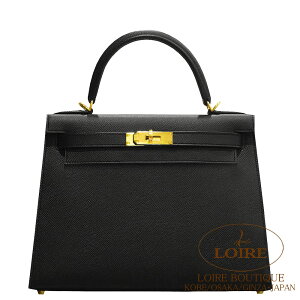 GX P[ 28 OD N Gv\ S[h HERMES Kelly 28 Sellier NOIR(89) Epsom Gold