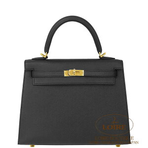�G�����X �P���[ 25 �O�D �N�� �G�v�\�� �S�[���h���� HERMES Kelly 25 Sellier NOIR(89) Epsom Gold
