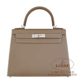 GX P[ 28 OD GgD[v Gv\ Vo[ HERMES Kelly 28 Sellier ETOUPE(18) Epsom Silver